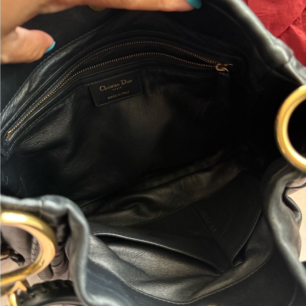 Dior Black and Gold Shoulder Bag with Pleated Design - Picture 4 of 11